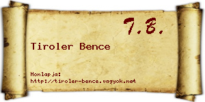 Tiroler Bence névjegykártya